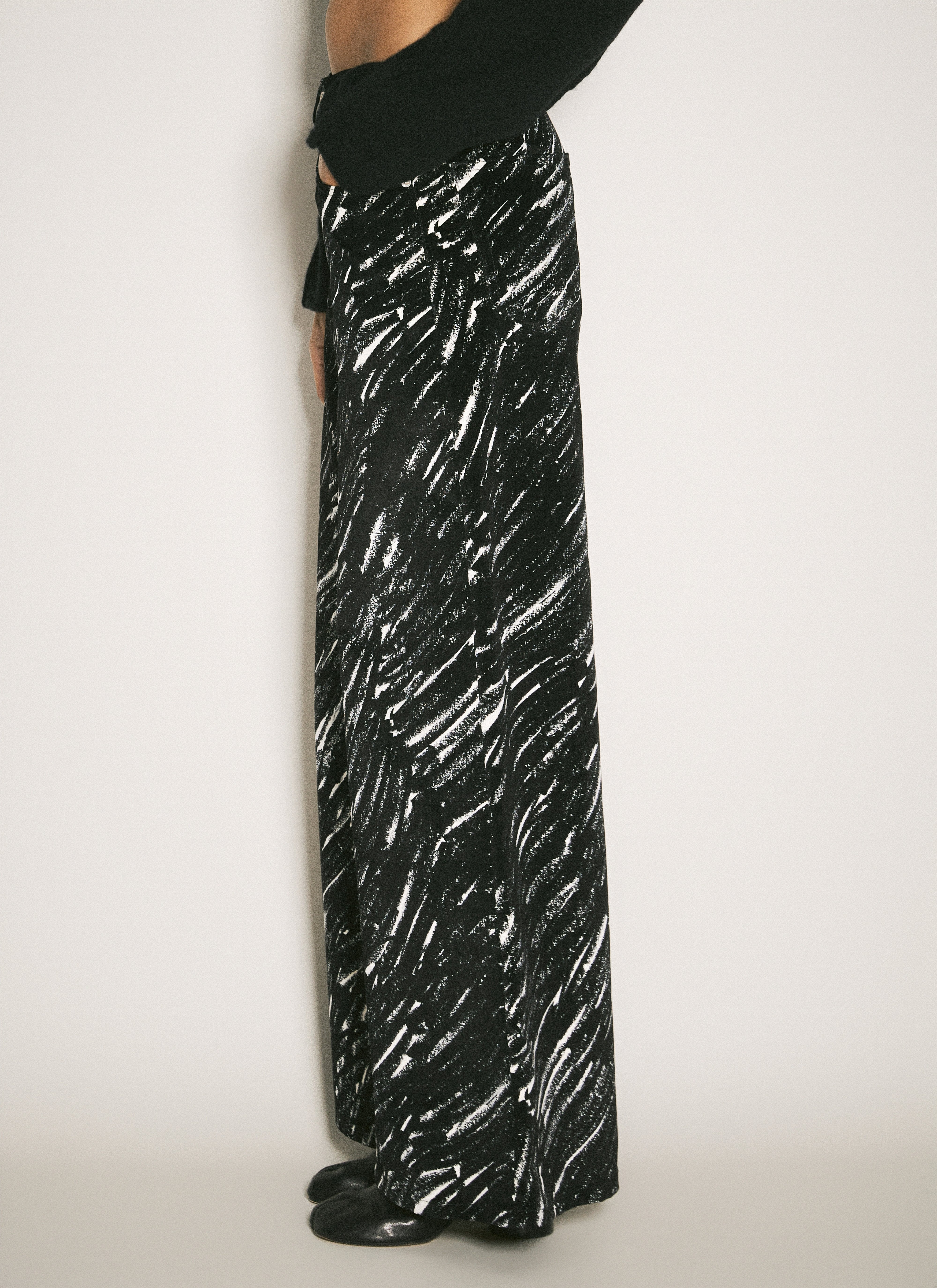 Marni Black Flocked Loose Jeans With Crayon Print In Black