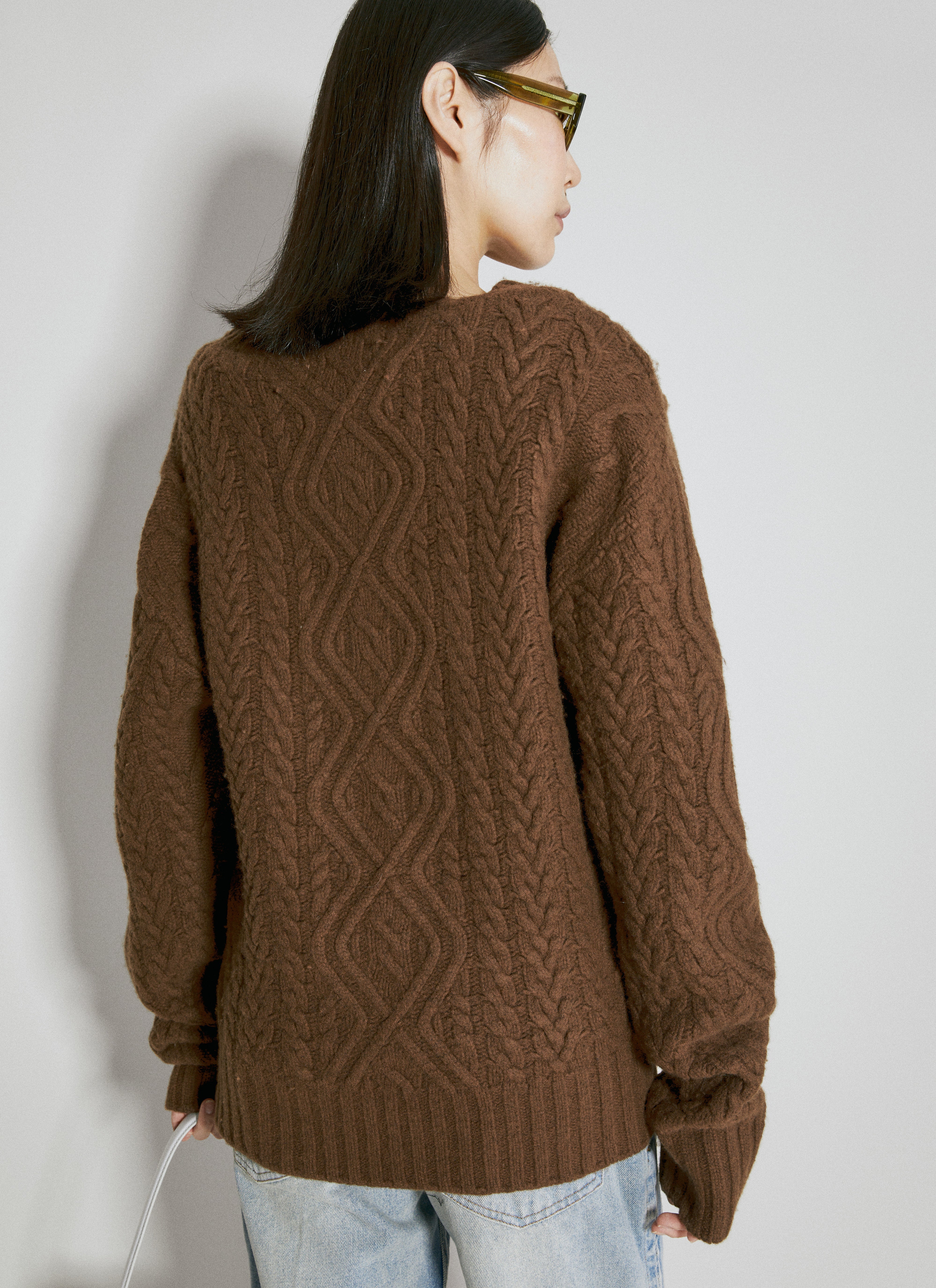 Martine Rose Women Wool Cable Knit Sweater In Brown