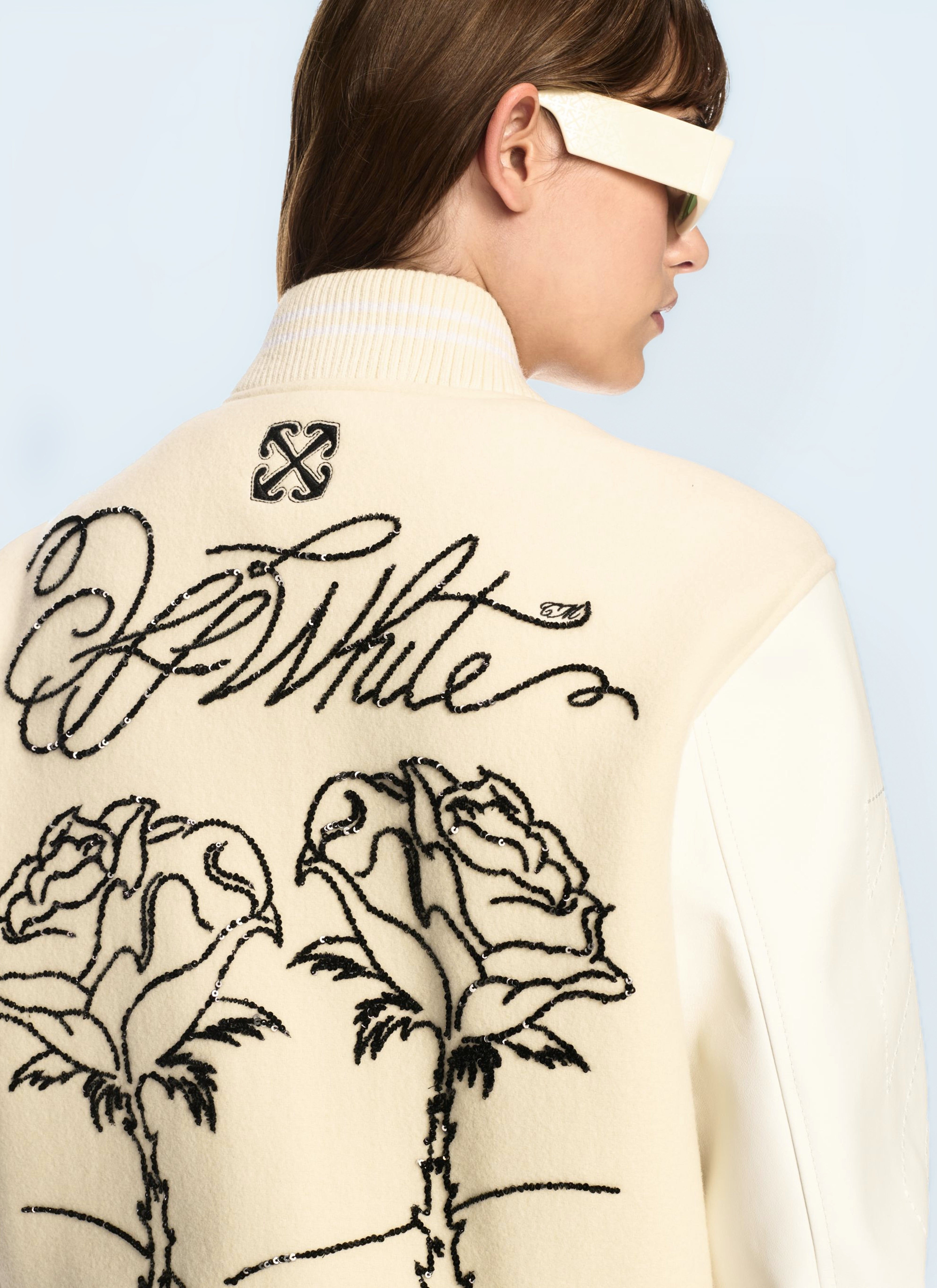 Off-white Off White Women Rose Valley Varsity Jacket In Neutral