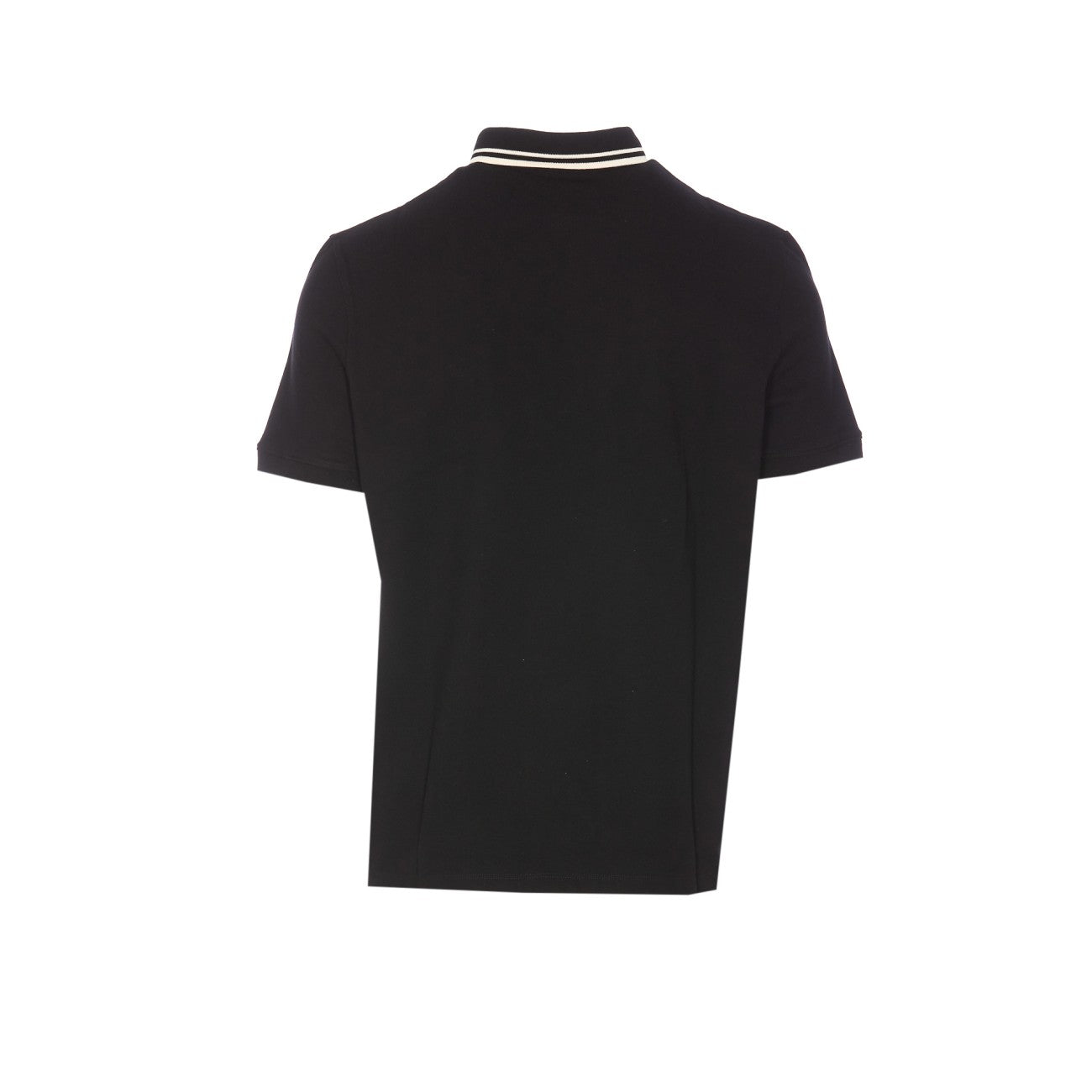 Valentino Garavani Black Polo Shirt With Classic Bicolor Collar And Logo Patch On The Front In Cotto