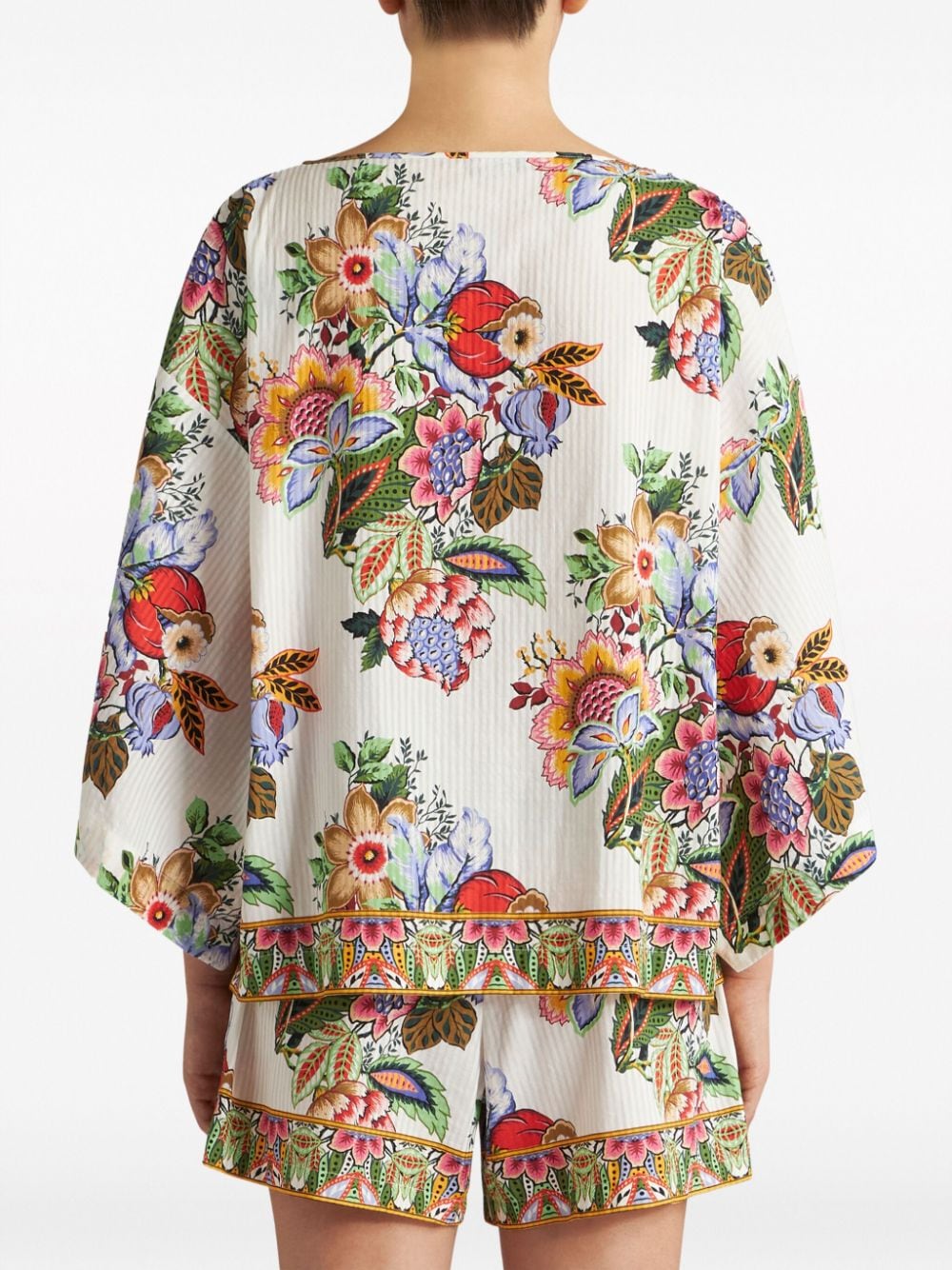 Etro Tie-detailed Floral-print Cotton And Silk-blend Voile Blouse In Multicolor