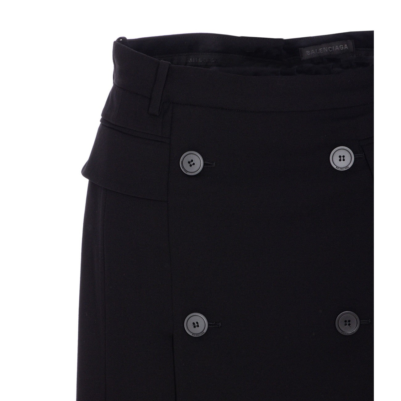 Balenciaga Tailored Black Skirt With Double-breasted Buttons In Black