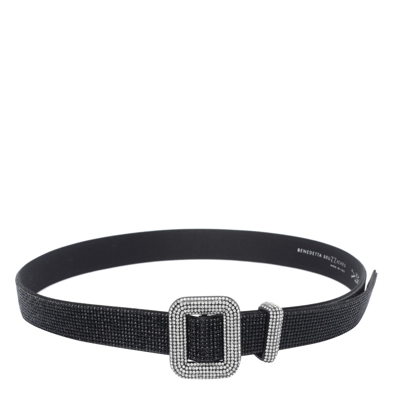Benedetta Bruzziches Adjustable Crystal Embellished Square Buckle Belt In Black