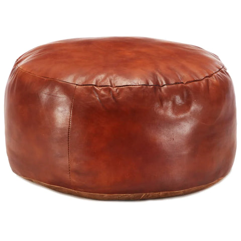 Round leather footstool ottoman pouf