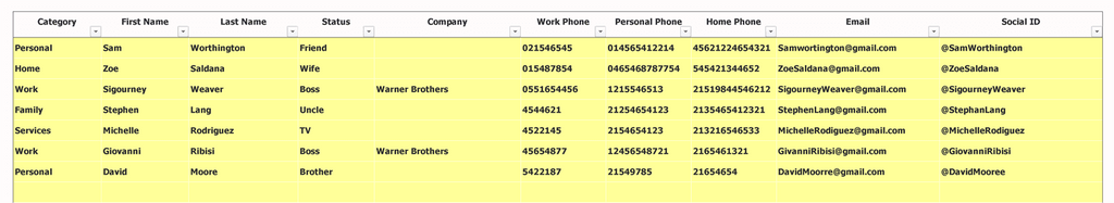 Contact Information Template Contact Inputs