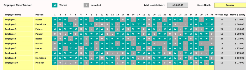 Daily Time Tracking Spreadsheet Time Tracker