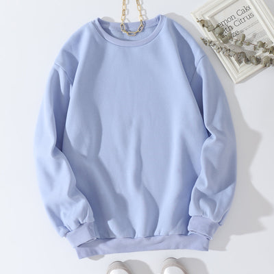 Fleece Lined Long Sleeve Loose Top Sweatshirt