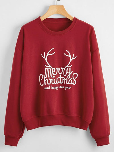 Christmas Loose Girl Anime Sweater Round Neck Printed