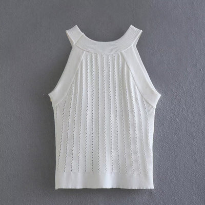 Knitted Halter Metal Buckle Vest Sleeveless