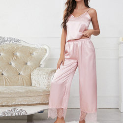 Suspender Wide Leg Pants Ice Silk Pajamas