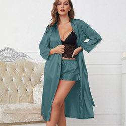 Ice Silk Pajamas Lady Sexy Lace Slip Nightdress