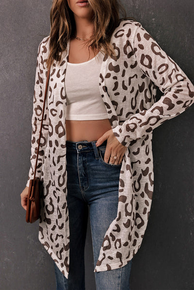 Open Front Leopard Print Cardigan