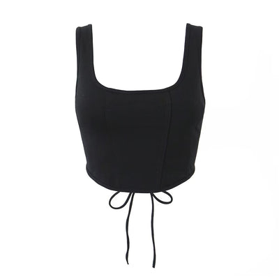 Two-Piece Set: Back Strap Vest with Elastic Waist Hip Bag Slit Dress