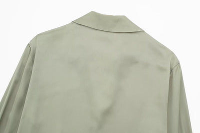 Summer Women's Single-Breasted Silk Satin Drape Shirt