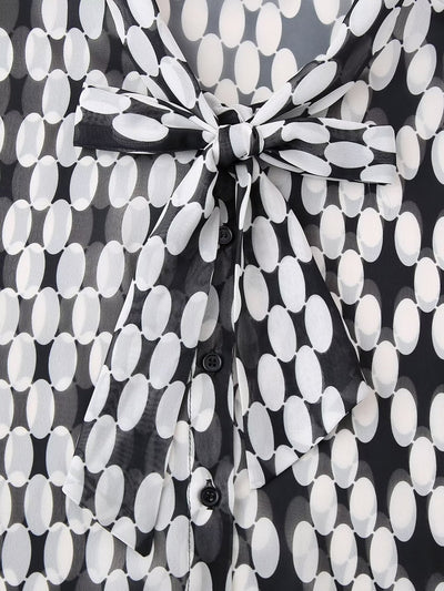 Damen Chiffon Hemd mit Schleife und Print