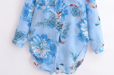 Irregular Asymmetric Pattern Print Collared Shirt