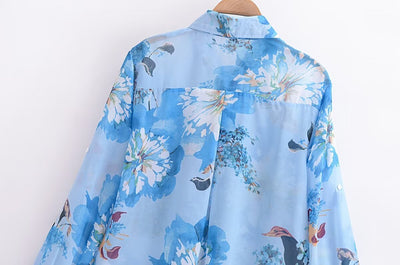 Irregular Asymmetric Pattern Print Collared Shirt