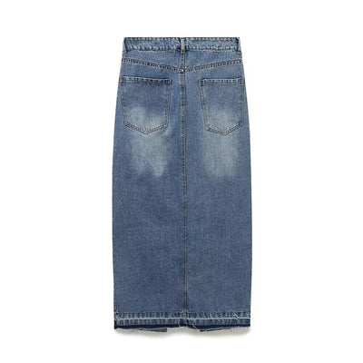 Jupe longue en jean fendue avec fermeture éclair