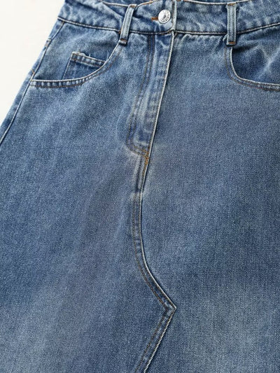 Jupe longue en jean fendue avec fermeture éclair
