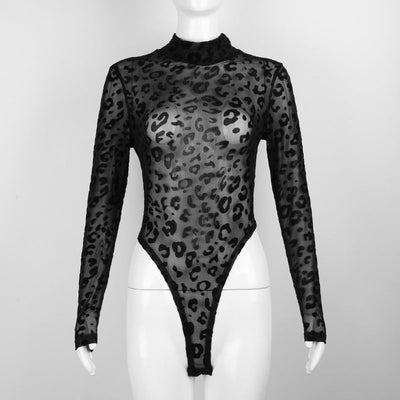 Women's Voile See-through Long Sleeve Base Bodysuit