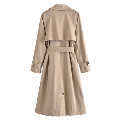 Classic Double-Breasted Large Collared Slimming Extended Trench Coat