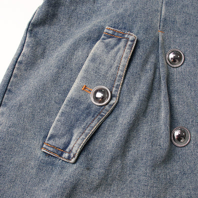 Denim-Trenchcoat mit Polokragen und Schnürdesign