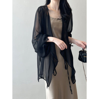 Light Chiffon Sun Protection Shirt: Loose, Slimming Long Sleeves