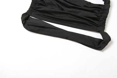 Oblique Shoulder Backless Vest Slim Fit Slit Skirt Set for Women
