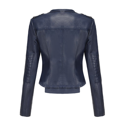 Women's Rivet Popular Short Jacket Zipper Leather Jacket