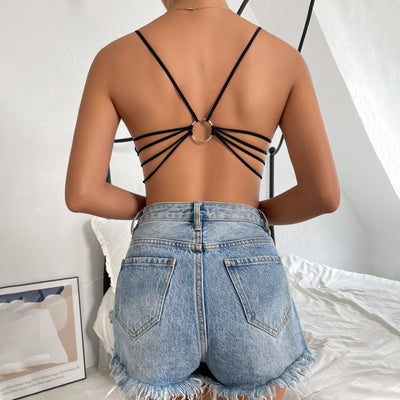 Body gilet corset dos nu à bretelles spaghetti pour femmes