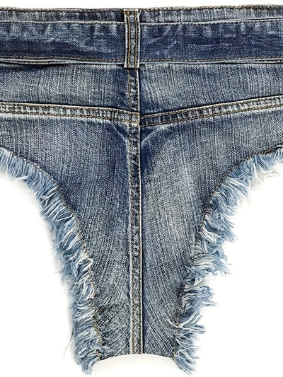 Super short en denim effiloché ultra court pour femme