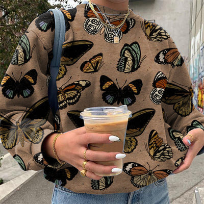 Butterfly Print Loose Sweater