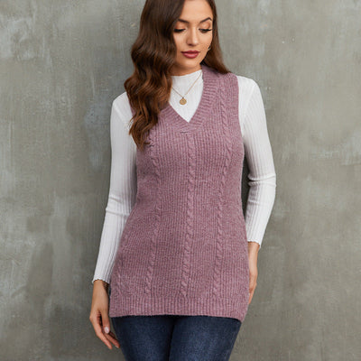 Twist Sweater Vest Slim Fit V neck Women