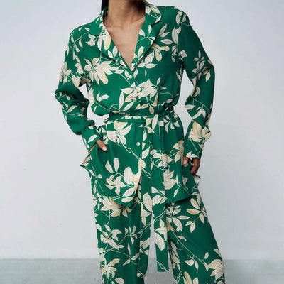 Elegant Women's Printed Nightgowns Two-Piece Set