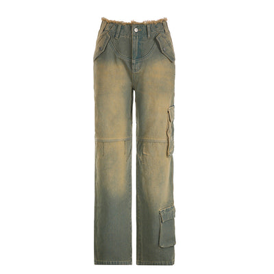 Lockere Jeans im Retro-Look mit niedriger Taille und abgesteppten Kanten