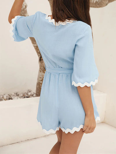 Breezy ChicSimple Solid Color Summer Romper