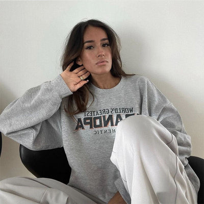 Gray Women's Round-Neck Hoodies Students