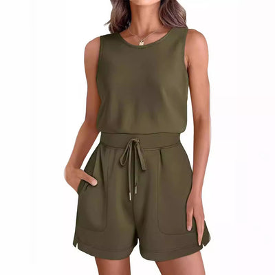 Summer Breeze Sleeveless Casual Shorts Jumpsuit