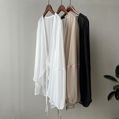 Light Chiffon Sun Protection Shirt: Loose, Slimming Long Sleeves