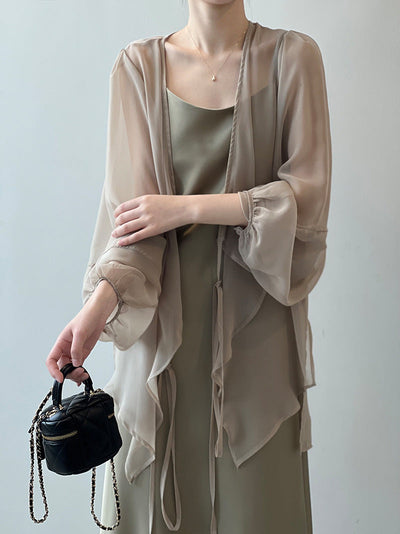 Light Chiffon Sun Protection Shirt: Loose, Slimming Long Sleeves