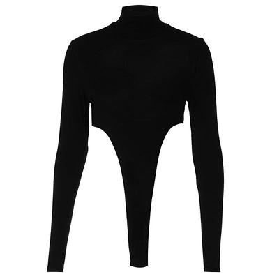 Sexy rückenfreier Slim Fit Langarm-Bodysuit