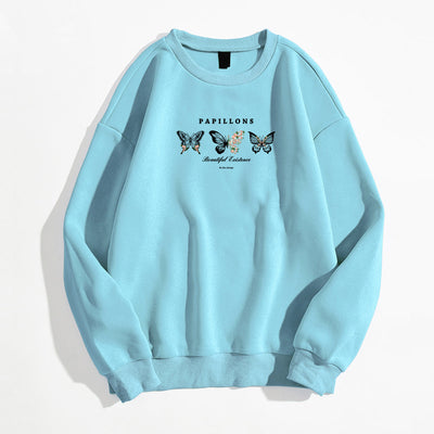 Three Butterfly Letters Long-Sleeve Crew Sweater