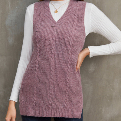 Twist Sweater Vest Slim Fit V neck Women