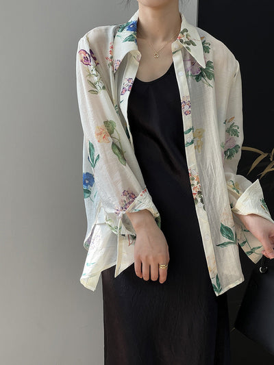 Fashionable Loose French Floral Shirt for Women