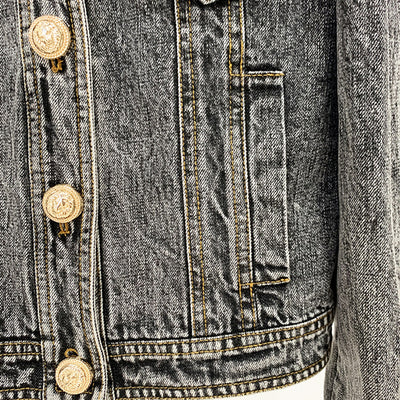 Star Lion Denim Jacket Button Slim Coat