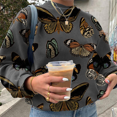 Butterfly Print Loose Sweater