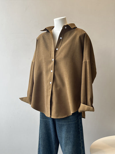 Vintage Loose Long-Sleeved Brushed Shirt for Women