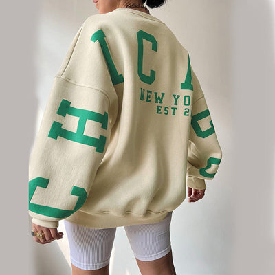 Knitted Letter Graphic Printed Loose Winter Hoodie