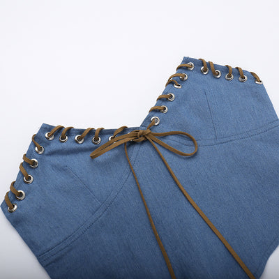 Ensemble haut tube en jean élégant avec jupe pour femme