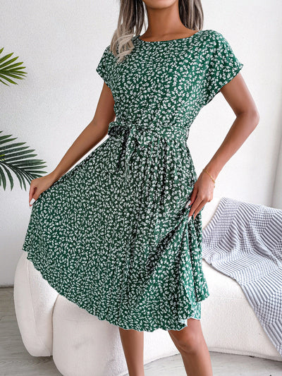 Casual Floral Large Hem Pleated Women